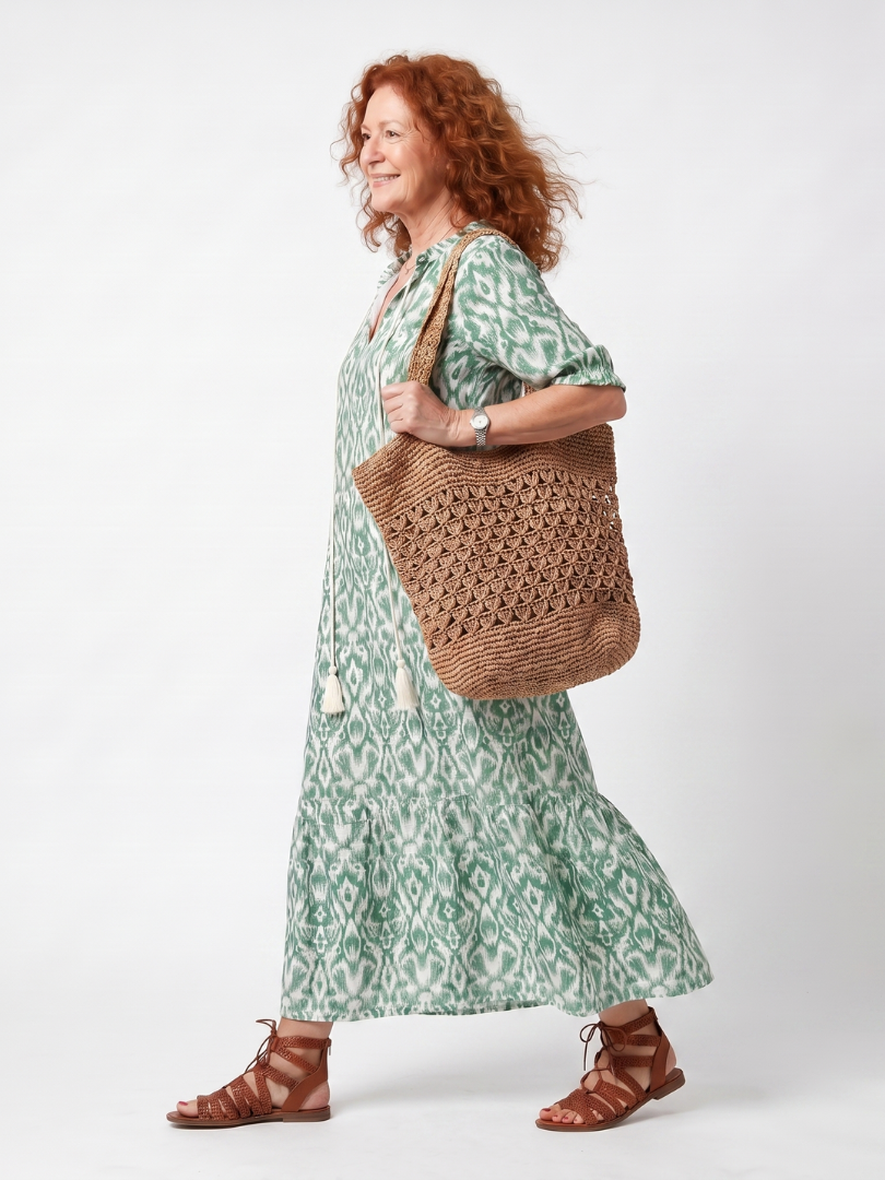 Ilara | Robe Midi à Encolure en V avec Franges