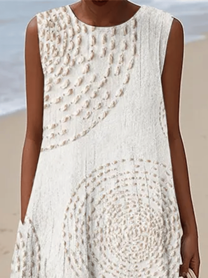Robe sans manches à col rond imprimée décontractée pour femmes