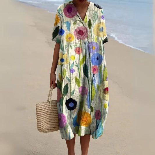 Charlotte - Robe à Motif Floral en Couleurs Vives