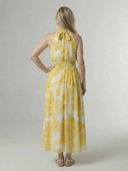 Sylin | Robe Midi à Encolure Halter Rassemblée
