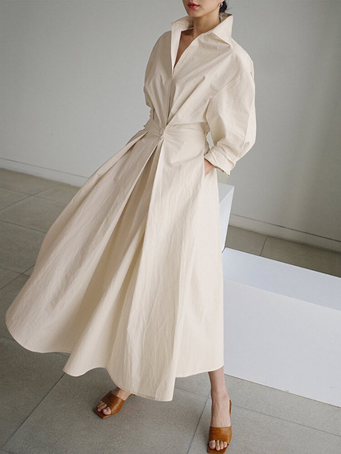Brynn - Robe Swing A-Line avec Col Polo Chic