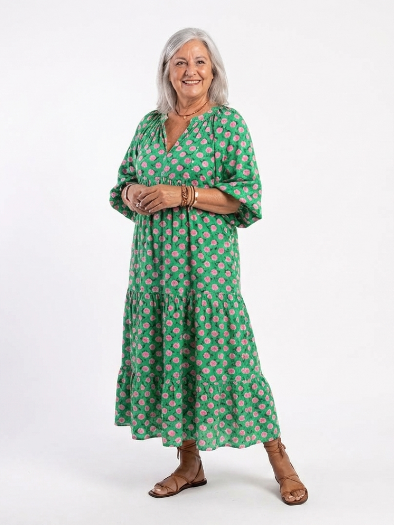 Fiora | Robe Midi à Imprimé Floral et Décolleté en V