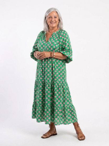 Fiora | Robe Midi à Imprimé Floral et Décolleté en V