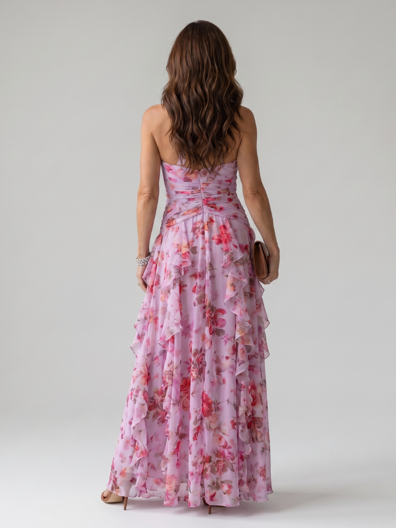 Nori | Robe Maxi à Encolure Halter et Corsage Froncé