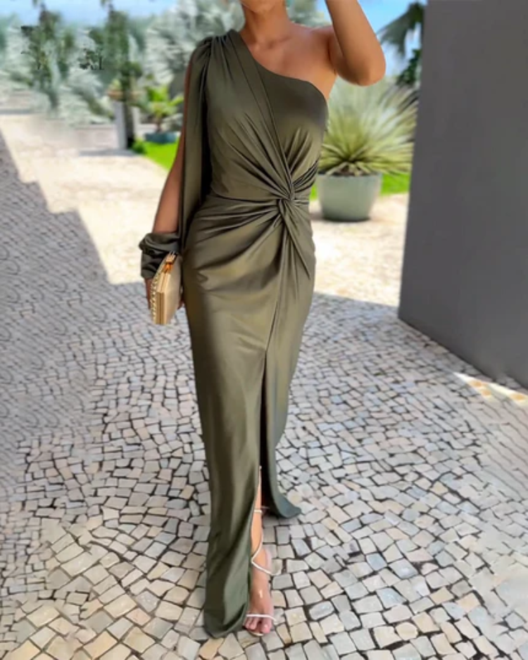 Odessa - Robe Midi Bandage Froncée Asymétrique