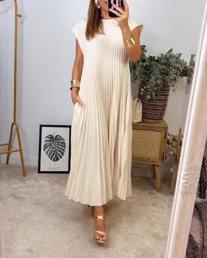 Sophia - Robe Maxi Plissée Élégante Découpée