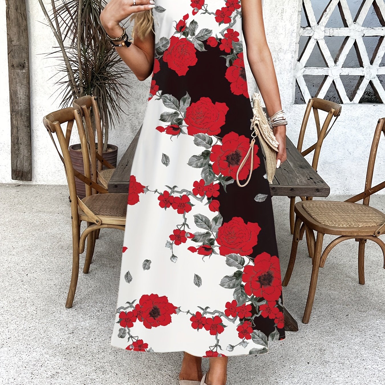 Indigo - Robe Maxi V-Neck Florale Boho Chic