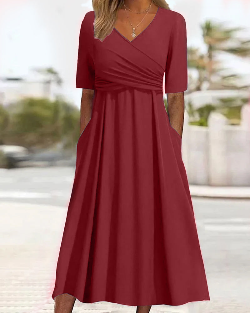 Pien - Robe Croisée à Manches Courtes