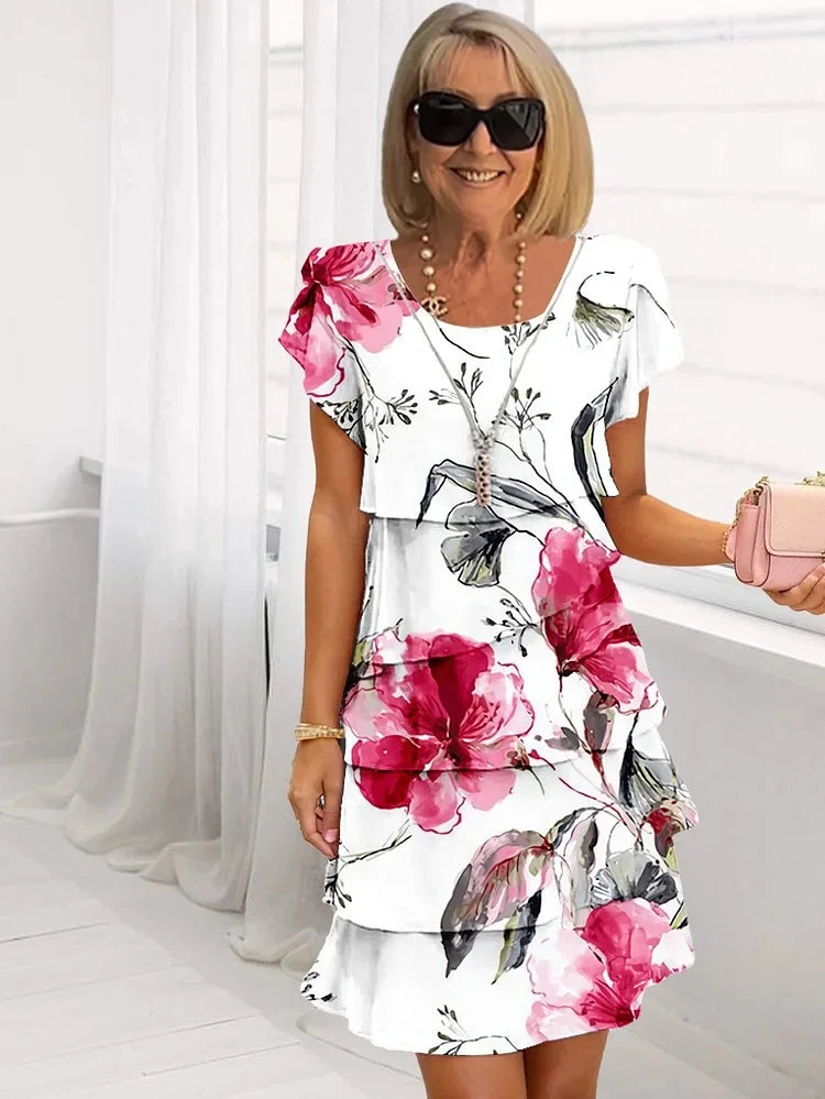 Giselle™ - Robe florale plissée à volants