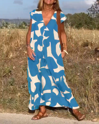 Elowen - Robe sans manches à imprimé géométrique irrégulier