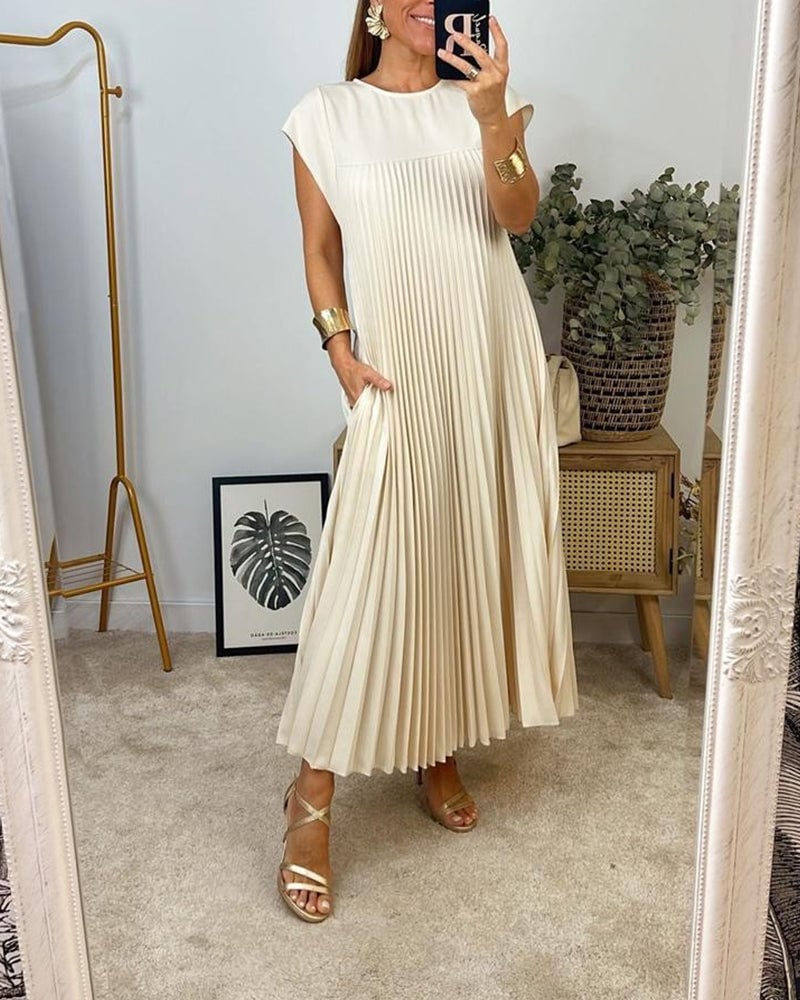 Sophia - Robe Maxi Plissée Élégante Découpée