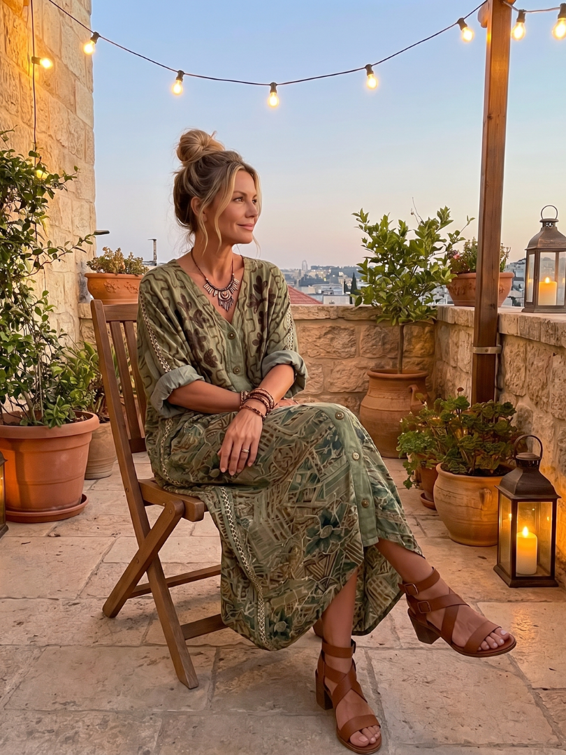 Aleta | Robe midi oversized à poches brodées et bouton devant