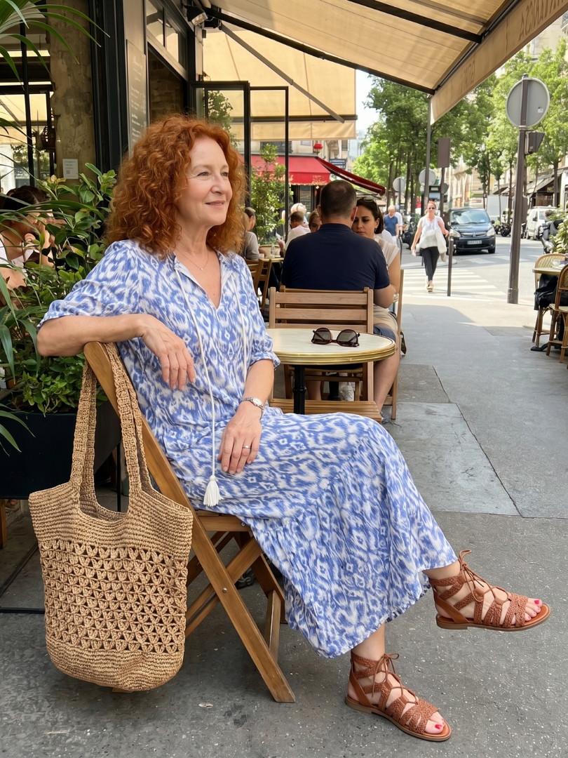 Ottoline | Robe midi imprimée avec lien à franges