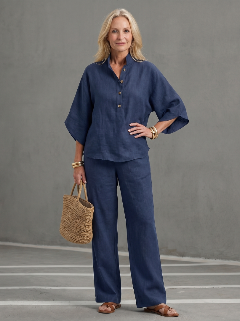 Amity | Ensemble Tunique Pantalon Détente à Boutons