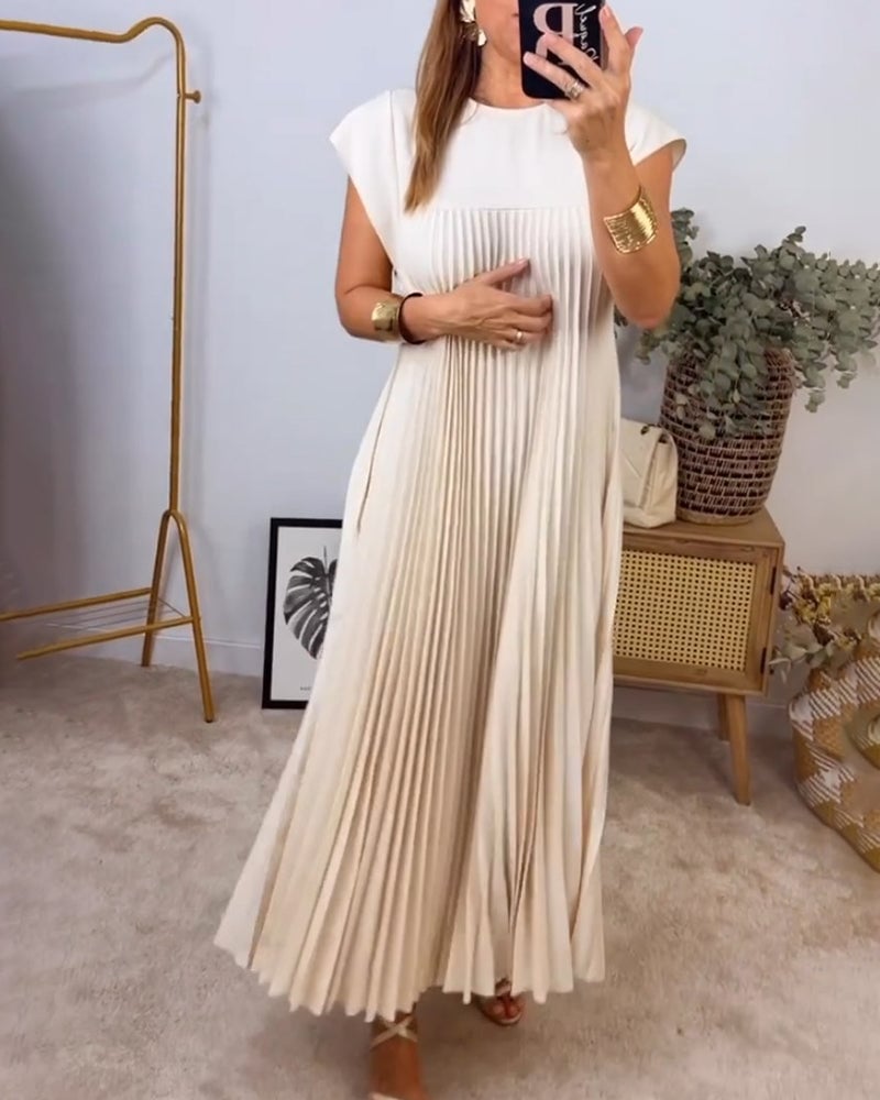 Sophia - Robe Maxi Plissée Élégante Découpée