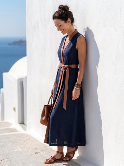 Myra | Robe Midi à Lignes Contrastantes