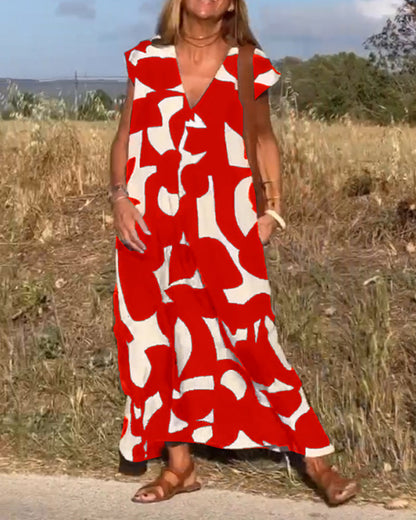 Elowen - Robe sans manches à imprimé géométrique irrégulier