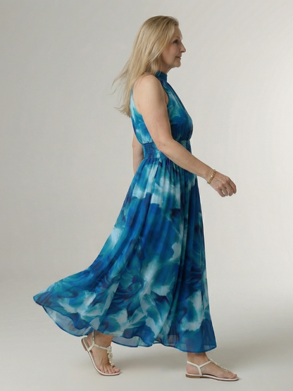 Sylin | Robe Midi à Encolure Halter Rassemblée
