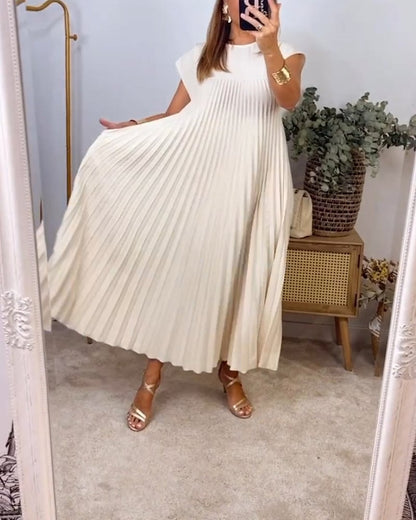 Sophia - Robe Maxi Plissée Élégante Découpée