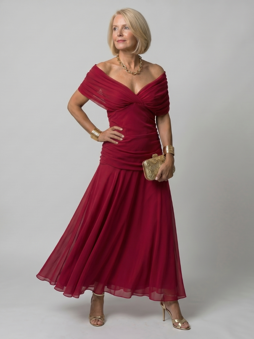 Calen | Robe Midi Décontractée à Épaules Nues