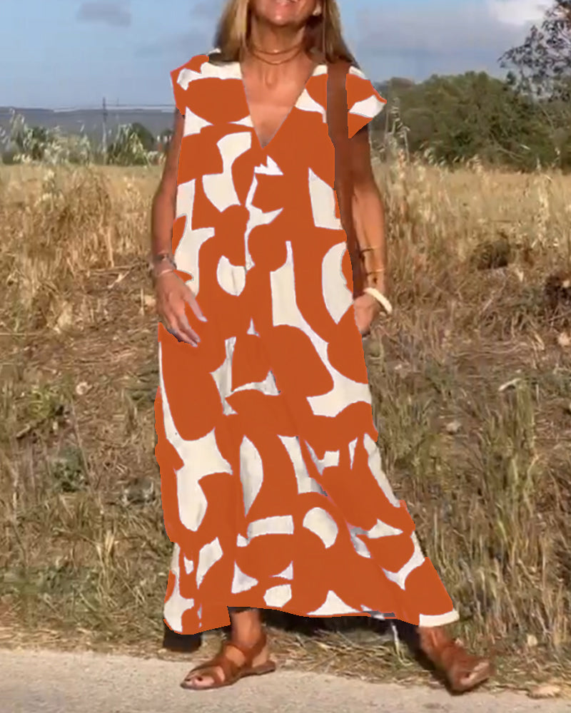 Elowen - Robe sans manches à imprimé géométrique irrégulier