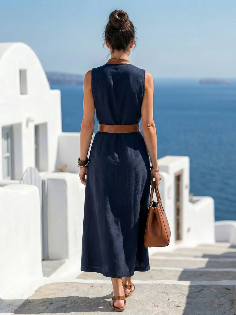 Myra | Robe Midi à Lignes Contrastantes