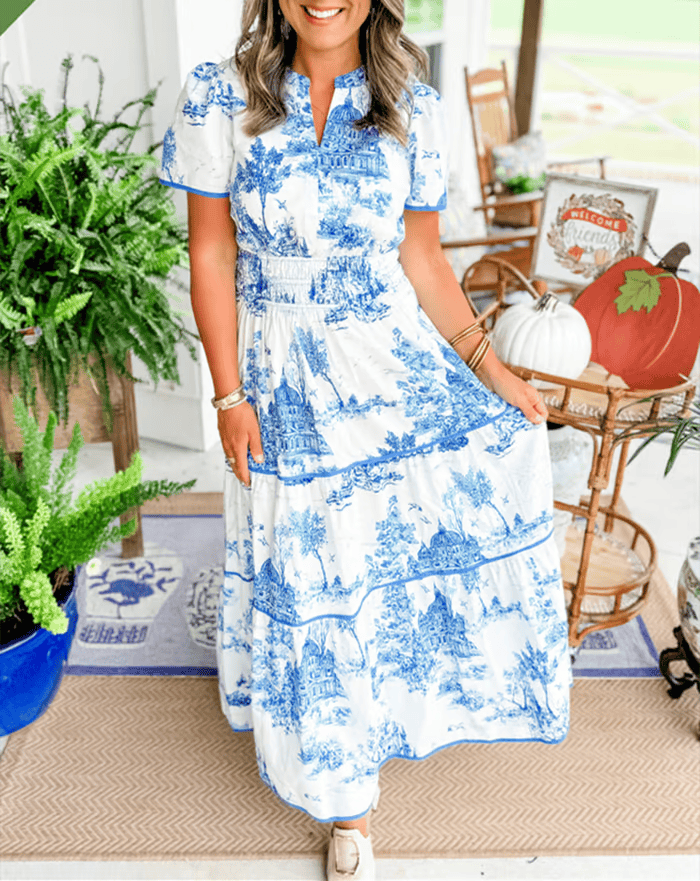 Solene - Robe Maxi Fleurie V-Neck Boho Chic