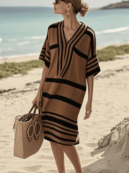 Sophia - Robe à Rayures Contrastées