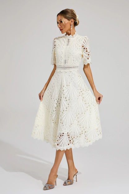 Leigh - Robe Midi en Dentelle Élégante