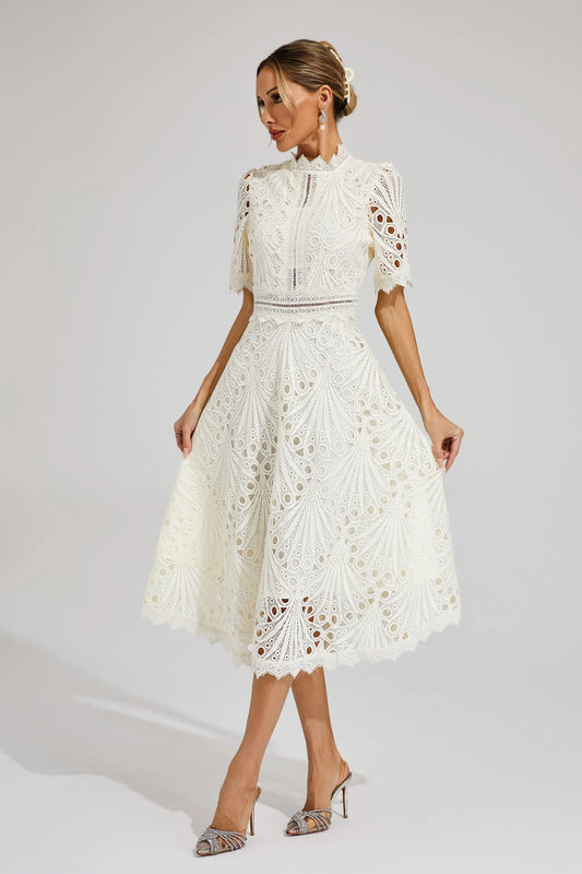 Leigh - Robe Midi en Dentelle Élégante