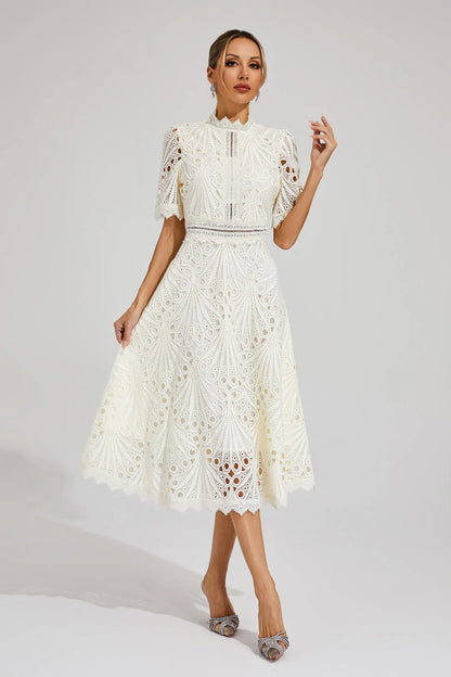 Leigh - Robe Midi en Dentelle Élégante