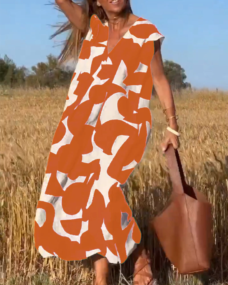 Elowen - Robe sans manches à imprimé géométrique irrégulier