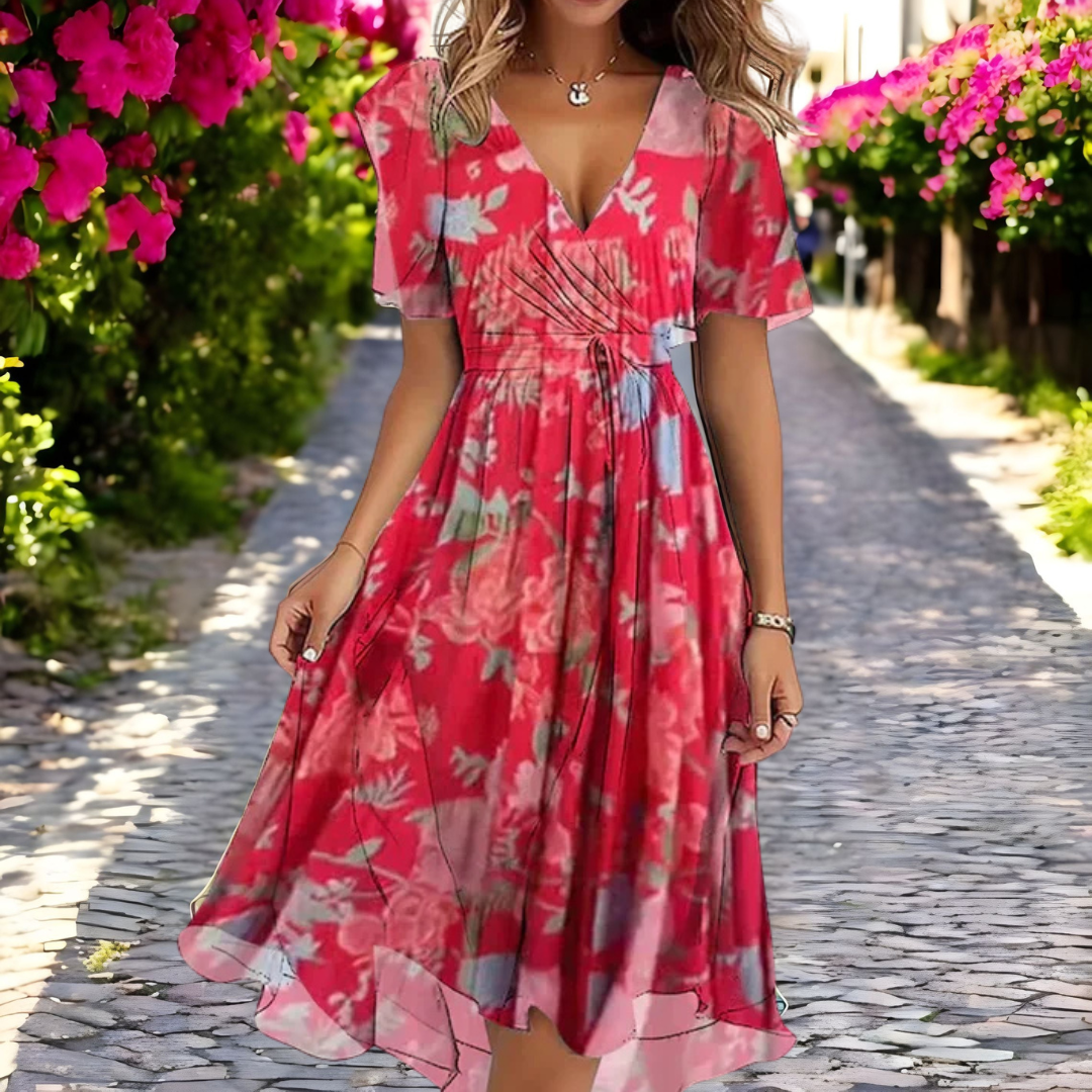 Rosalind - Robe fluide à fleurs à décolleté en V profond