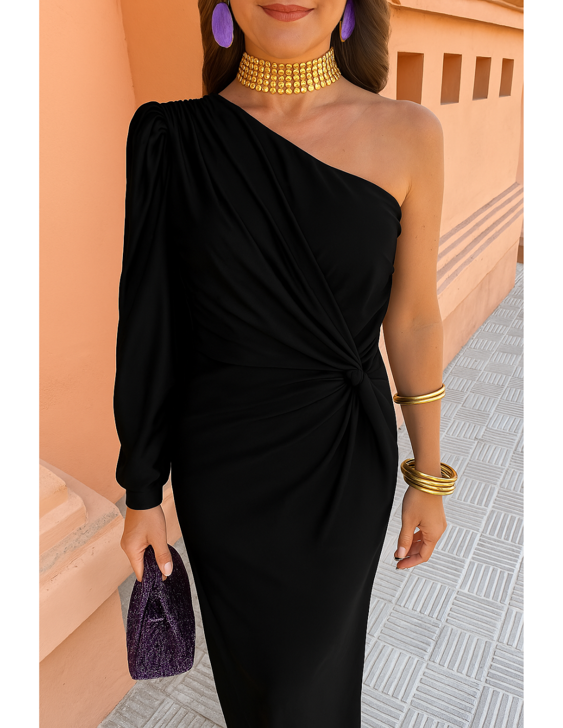 Robe d'été longue noire Alaysia™ pour femmes