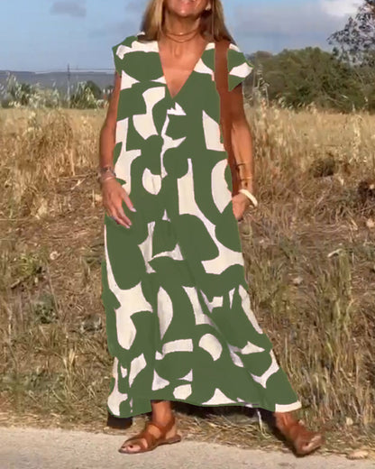 Elowen - Robe sans manches à imprimé géométrique irrégulier