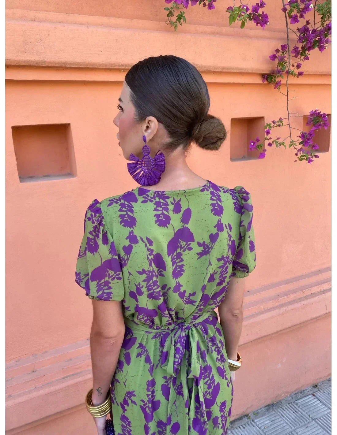 Lucinda - Robe Plissée Florale Boho à Col V