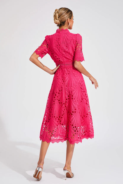 Leigh - Robe Midi en Dentelle Élégante