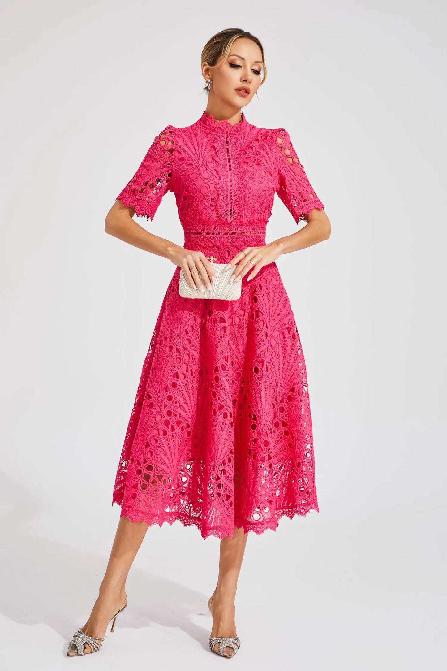 Leigh - Robe Midi en Dentelle Élégante