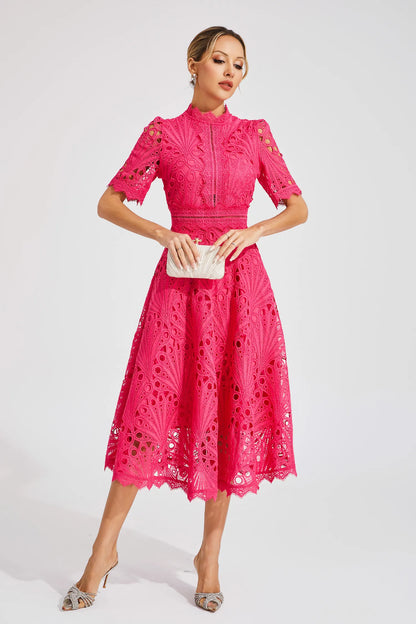 Leigh - Robe Midi en Dentelle Élégante