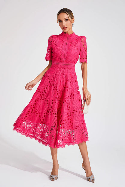 Leigh - Robe Midi en Dentelle Élégante