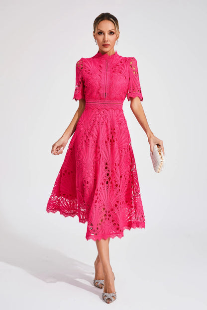 Leigh - Robe Midi en Dentelle Élégante