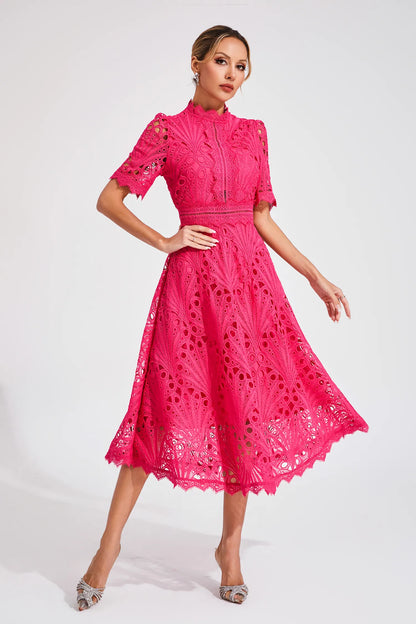 Leigh - Robe Midi en Dentelle Élégante