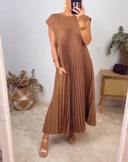 Sophia - Robe Maxi Plissée Élégante Découpée