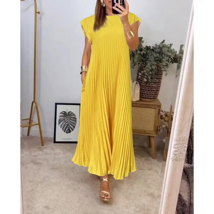 Sophia - Robe Maxi Plissée Élégante Découpée