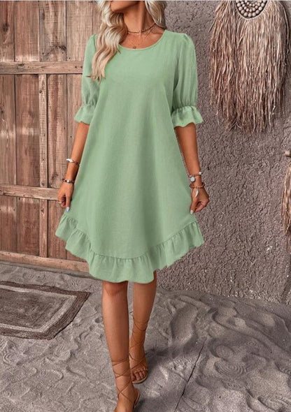 Isolde - Robe Midi à Manches Mi-Longues au Charme Rétro