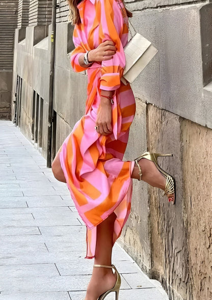 Olivia – Robe chemise imprimée cintrée à la taille