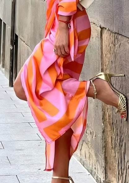 Olivia – Robe chemise imprimée cintrée à la taille
