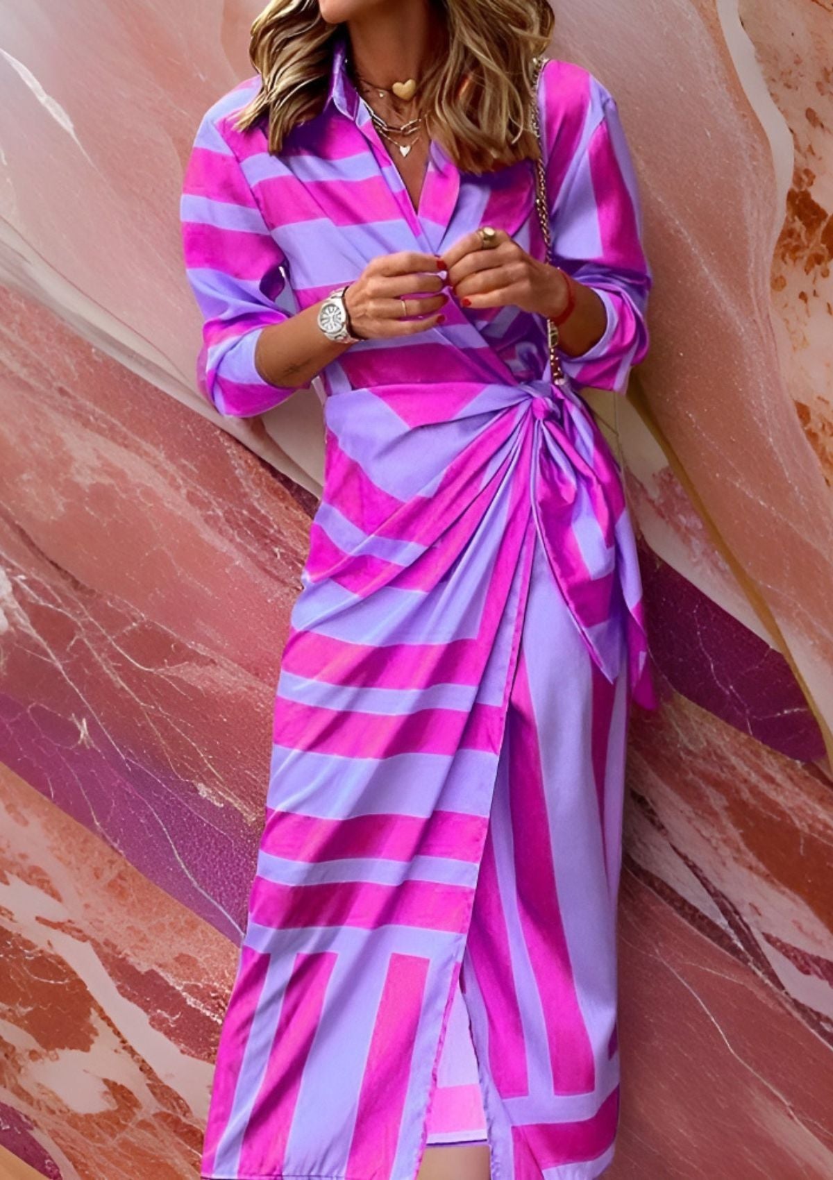 Olivia – Robe chemise imprimée cintrée à la taille