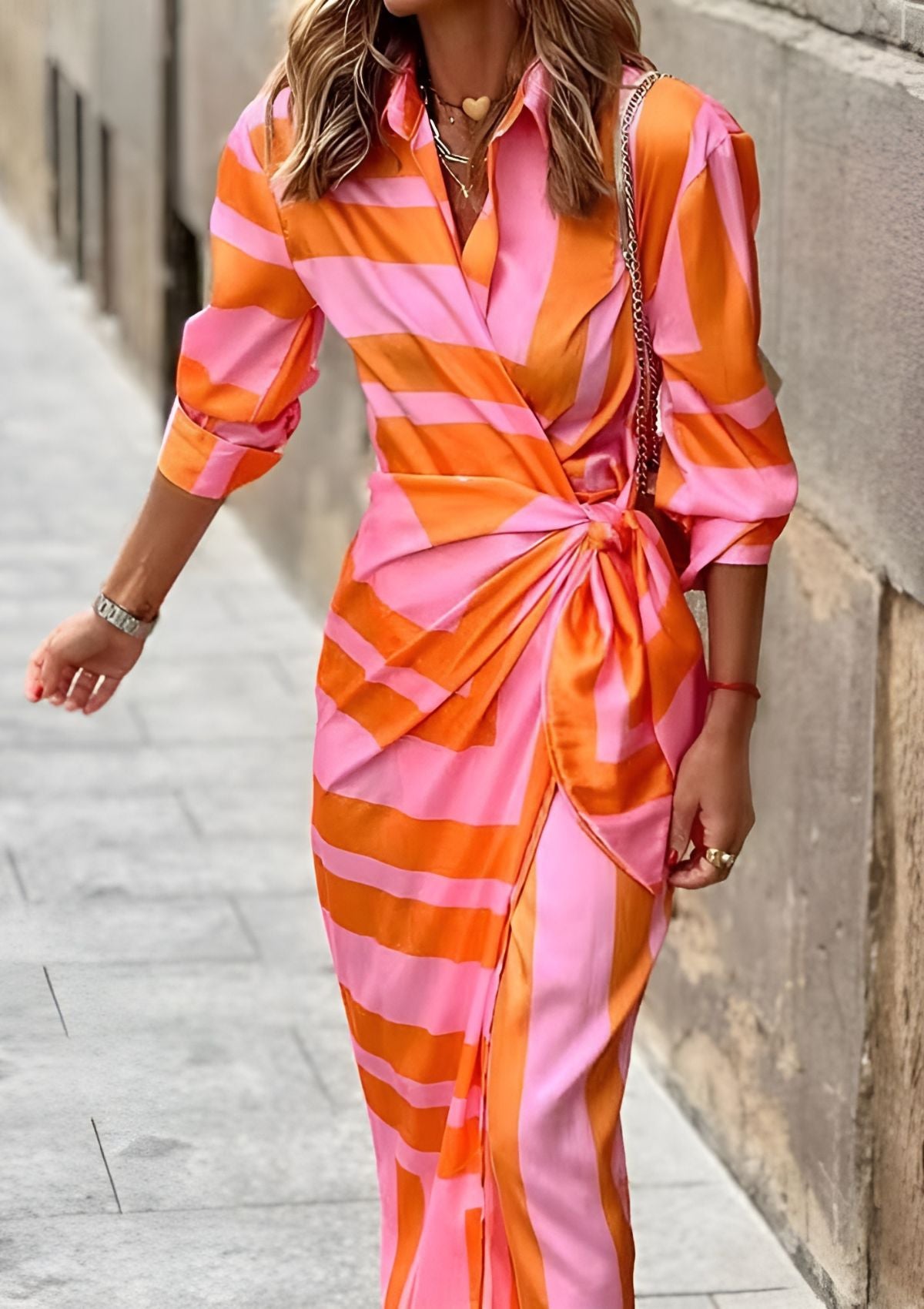 Olivia – Robe chemise imprimée cintrée à la taille