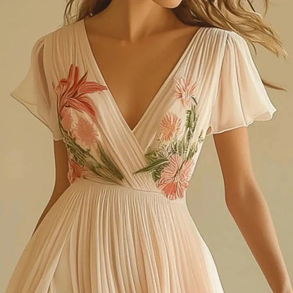 Amelia | Robe de soirée élégante à taille haute et décolleté en V